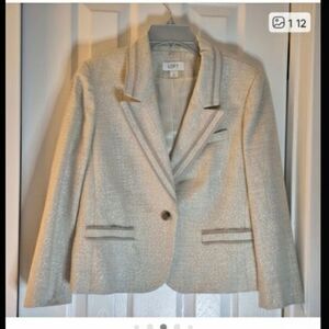 LOFT Gold Lurex Linen Blend Single-Button Blazer Jacket sz 10